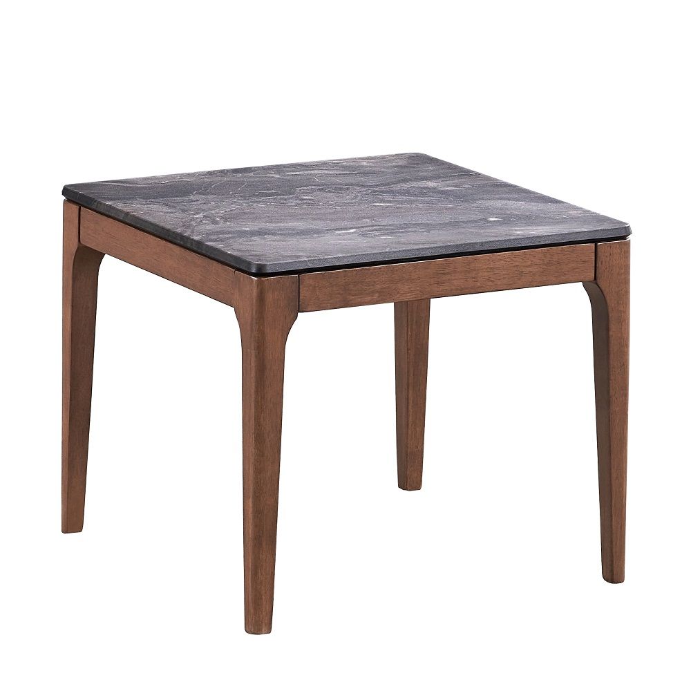 Bevis - End Table - Engineered Stone Top & Walnut