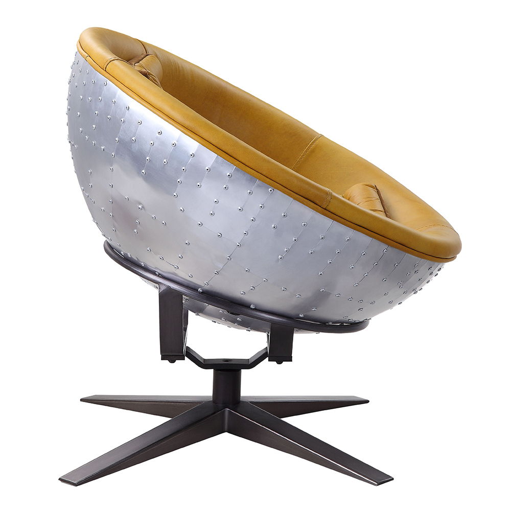 Brancaster - Accent Chair - Turmeric Top Grain Leather & Aluminum