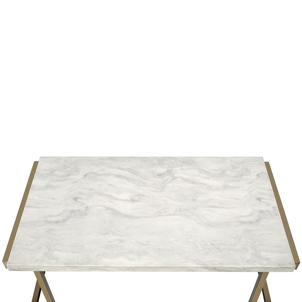 Boice II - End Table - Faux Marble Top & Champagne