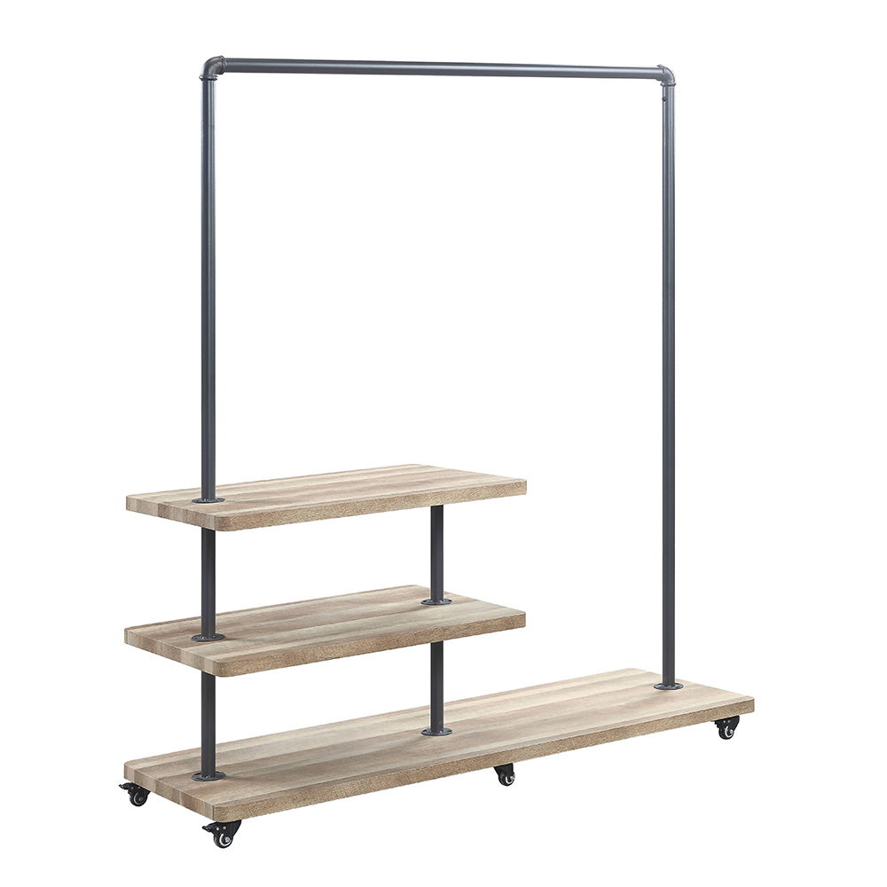 Brantley - 66" Hanger Rack - Oak & Sandy Gray