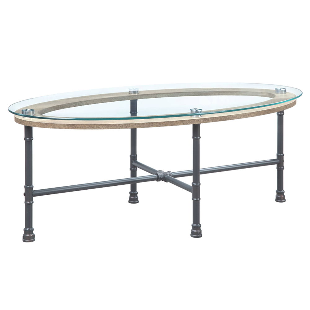 Brantley - Coffee Table - Clear Glass & Sandy Gray