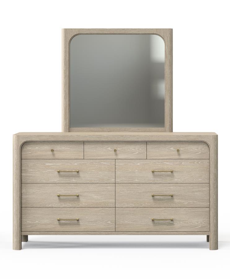 Solano - 9-Drawer Bedroom Dresser With Mirror - Weathered Mango