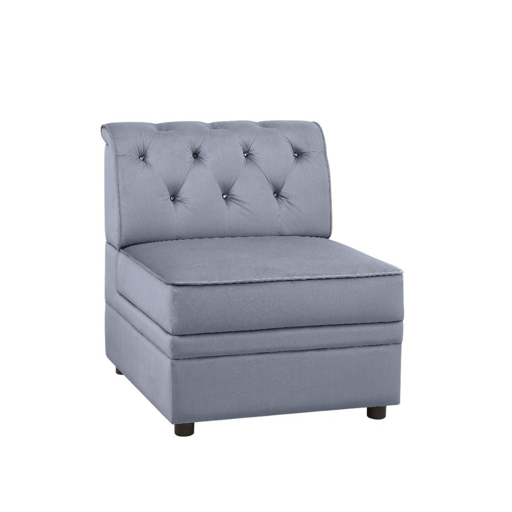 Bois II - Modular Armless Chair - Gray Velvet