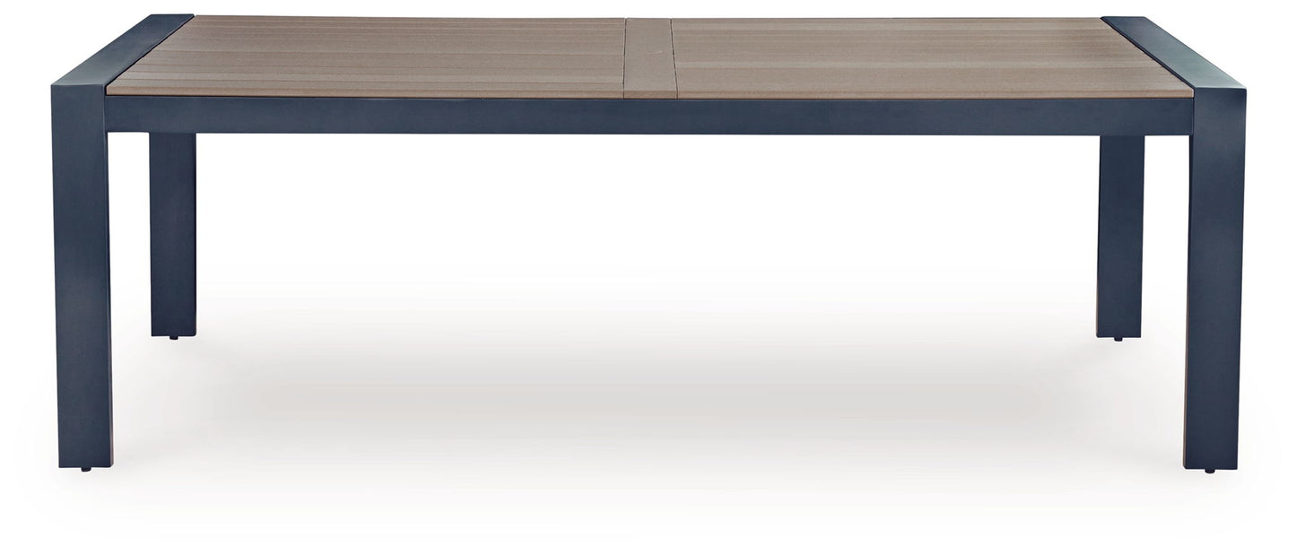East Beach - Rectangular Dining Table With Umbrella Option - Blue
