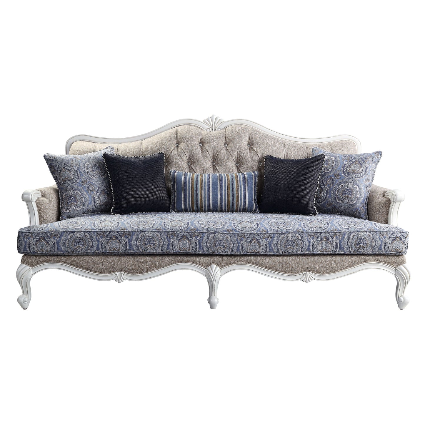 Ciddrenar - Sofa With 5 Pillows - Fabric & White