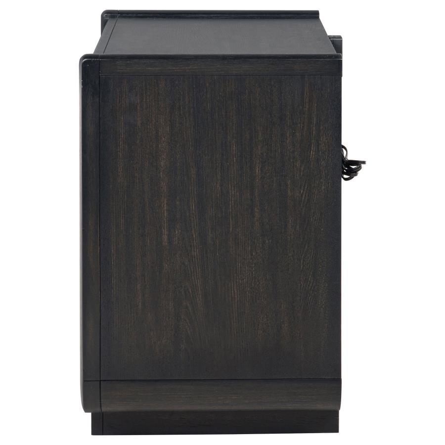 Leandro - 2-Drawer LED Nightstand With USB - Burnished Black