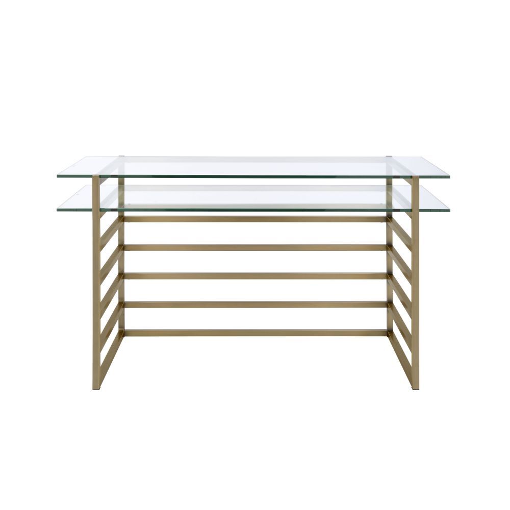 Shona - Writing Desk - Clear Glass Top & Antique Gold