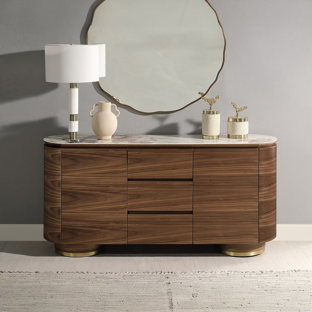 Willene - Server With Ceramic Top - Ceramic Top & Walnut