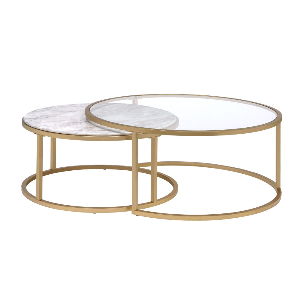Shanish - Nesting Table Set - Faux Marble Top & Gold