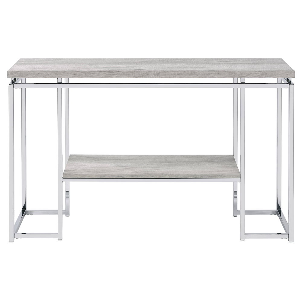 Chafik - Sofa Table - Natural Oak & Chrome