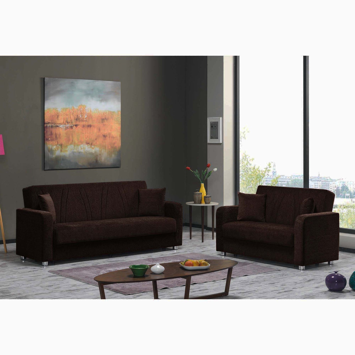 Ottomanson Elegance - Upholstered Convertible Loveseat With Storage