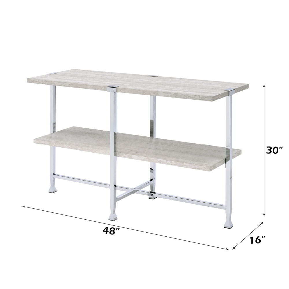 Brecon - Sofa Table - White Oak & Chrome