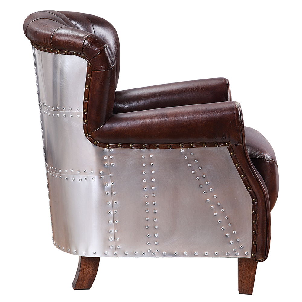 Brancaster - Accent Chair - Vintage Brown & Aluminum