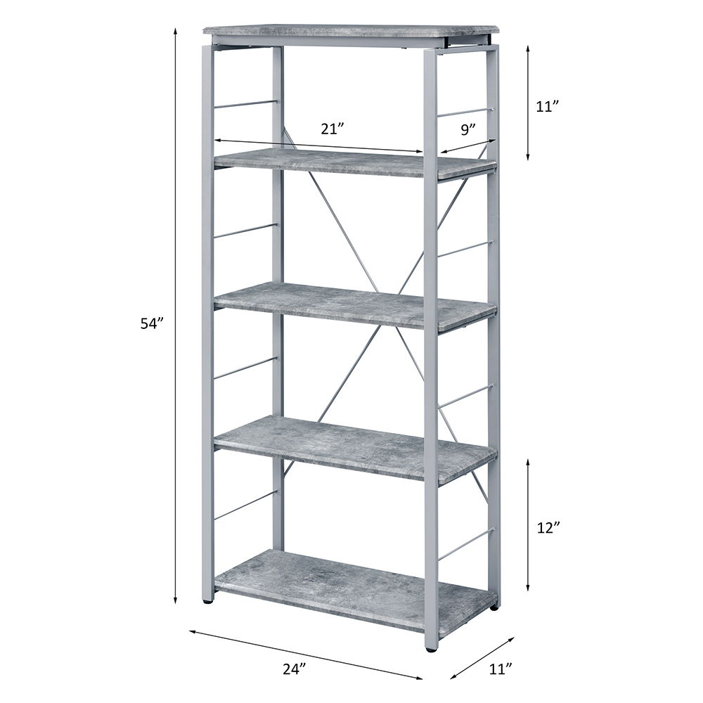 Jurgen - Bookshelf - Faux Concrete & Silver