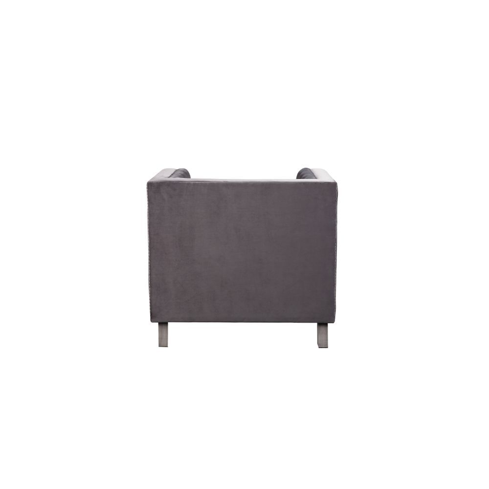 Hegio - Chair With Pillow - Gray Velvet
