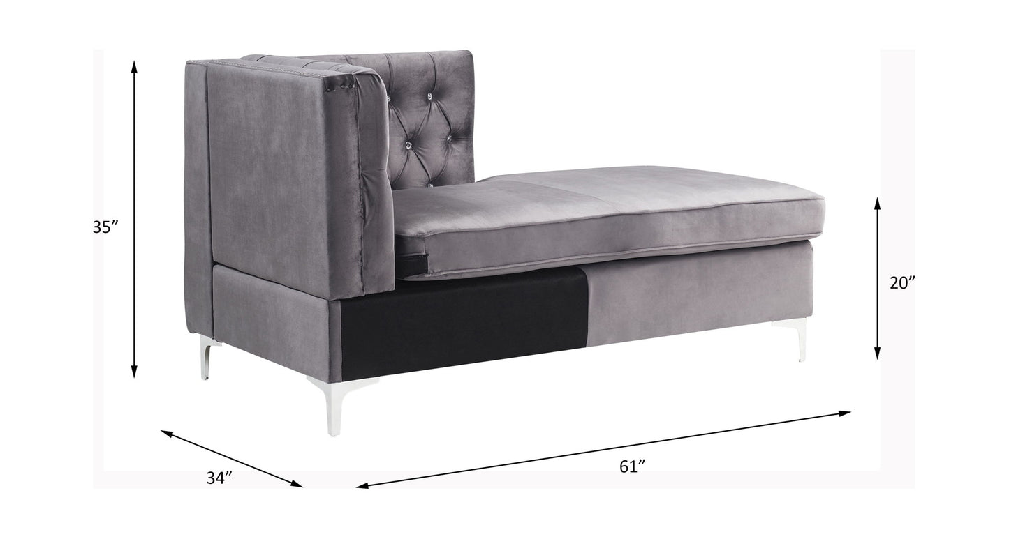 Jaszira - Modular Chaise - Gray Velvet
