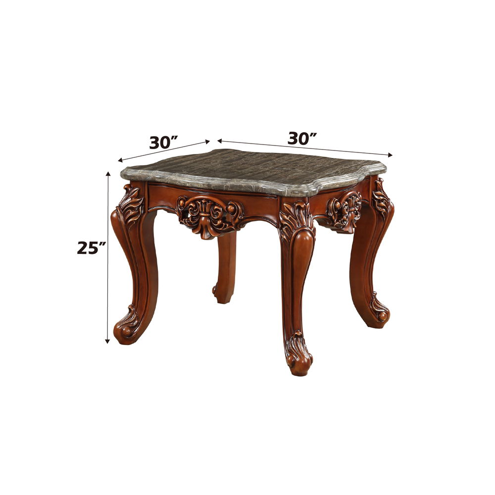 Eustoma - End Table - Marble Top & Walnut