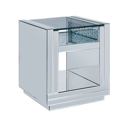 Nysa - 24" End Table - Mirrored & Faux Crystals
