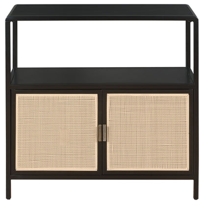 Amherst - 2-Door Radio Weave Cane Metal Accent Cabinet