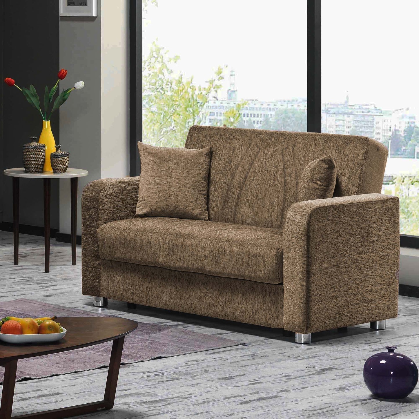 Ottomanson Elegance - Upholstered Convertible Loveseat With Storage