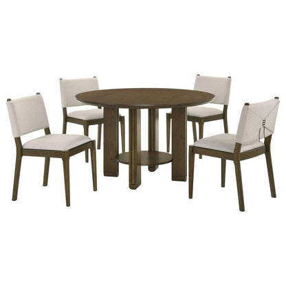 Ottowa - 5 Piece Round Wood Dining Room Table Set - Brown