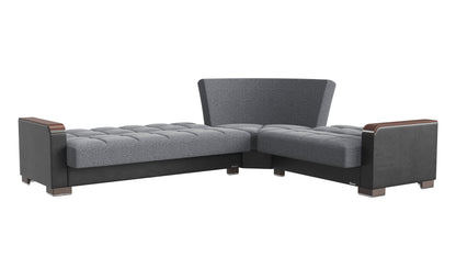 Ottomanson Armada X - Upholstered Convertible Wood Trimmed Sectional With Storage