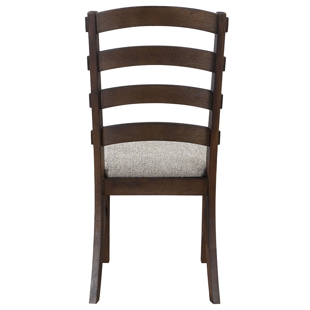 Pascaline - Side Chair (Set of 2) - Gray Fabric, Rustic Brown & Oak