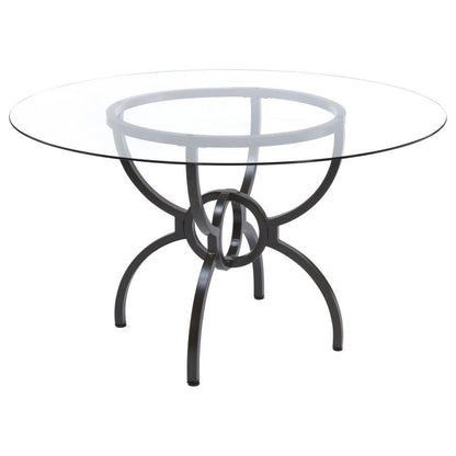 Aviano - Round Glass Top Metal Dining Table - Gunmetal