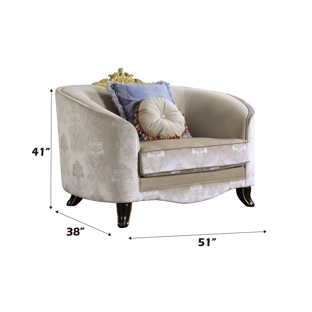 Sheridan - Chair With 2 Pillows - Cream Fabric