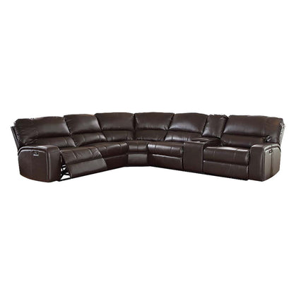 Saul - Power Motion Leather-Aire Sectional Sofa - Espresso