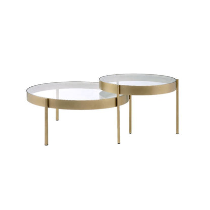 Andover - Coffee Table - Clear Glass & Gold