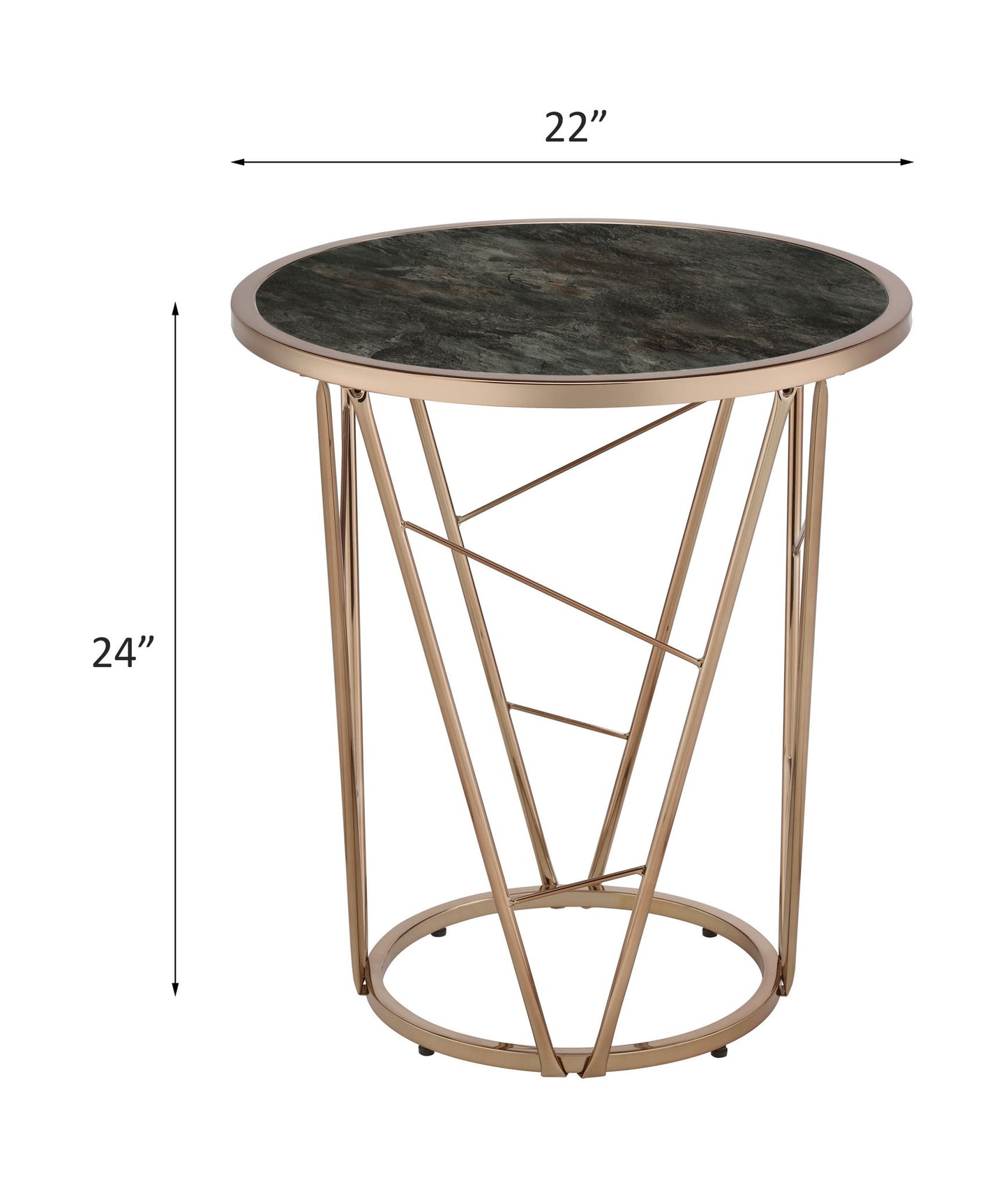 Cicatrix - End Table - Faux Black Marble Glass Top & Champagne