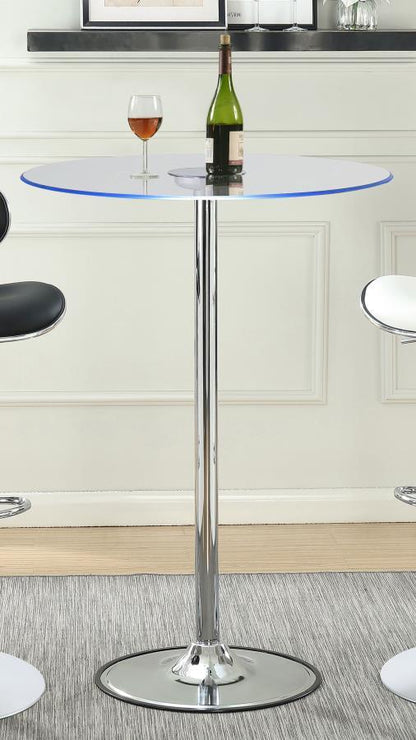 Thea - Round Glass Top LED Bistro Bar Table - Chrome