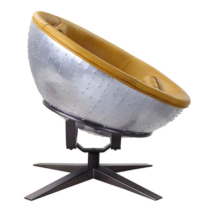 Brancaster - Accent Chair - Turmeric Top Grain Leather & Aluminum