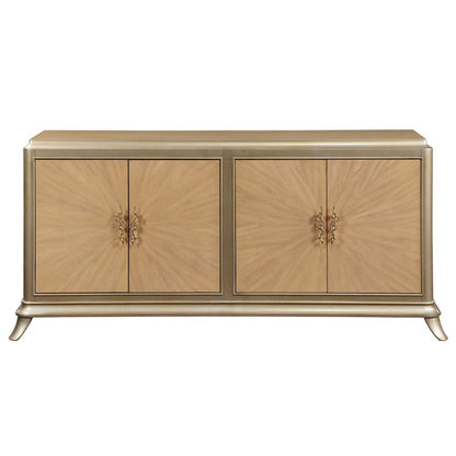 Dodie - Console Cabinet - Natural Oak Sunburst Pattern & Taupe Champaign