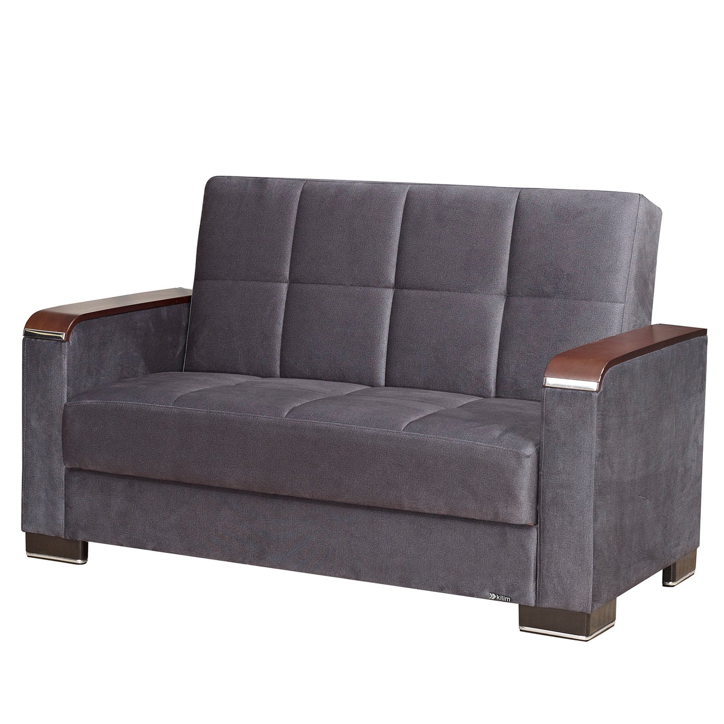 Ottomanson Armada X - Upholstered Convertible Wood Trimmed Loveseat With Storage - Microfiber
