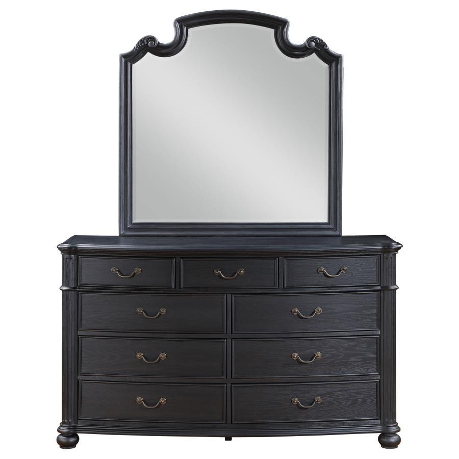 Celina - 9-Drawer Dresser With Mirror - Black