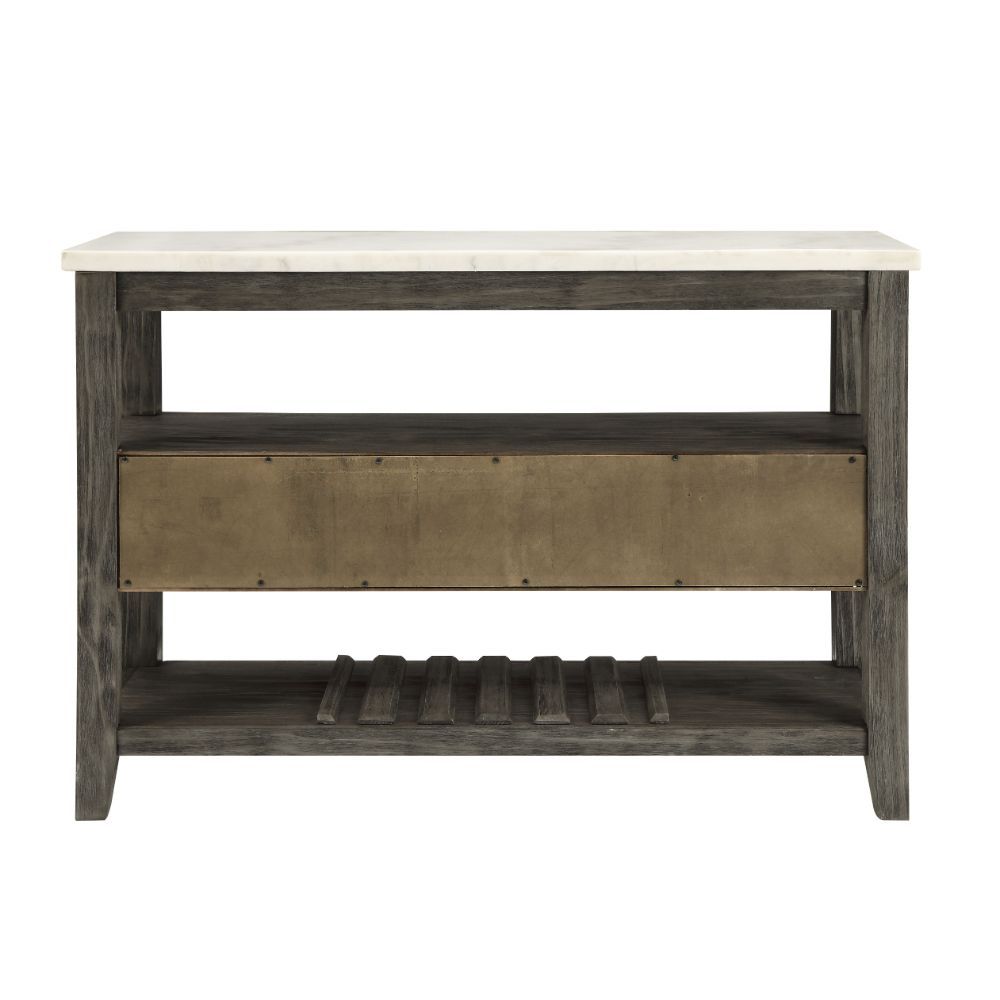 Merel - Server - White Marble Top & Gray Oak