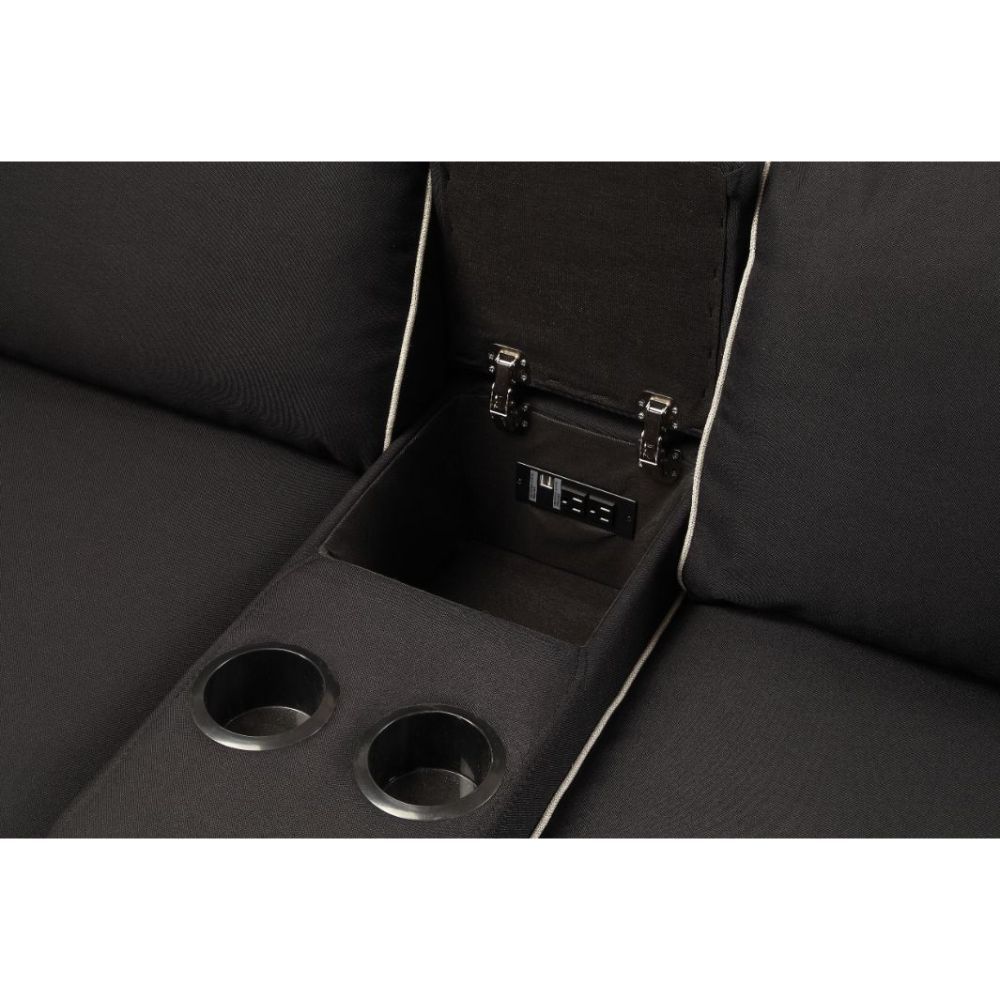 Kelliava - Console With USB - Black Fabric