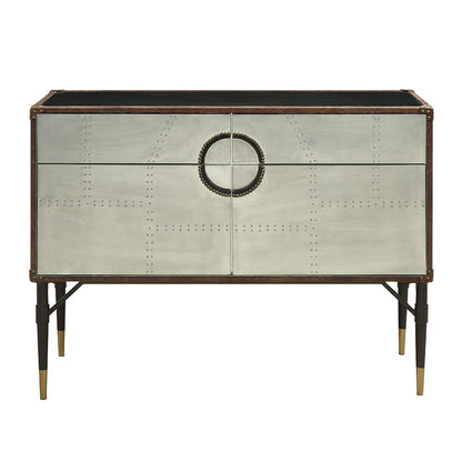 Brancaster - Console Cabinet - Top Grain Leather & Aluminum