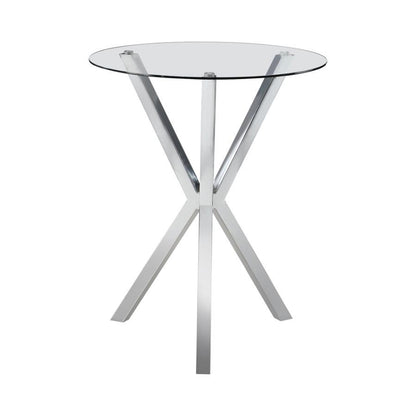 Denali - Round Glass Top Bistro Bar Table - Chrome