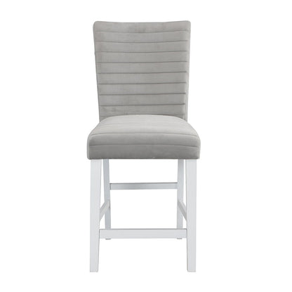 Elizaveta - Counter Height Chair (Set of 2) - Gray Velvet &White High Gloss