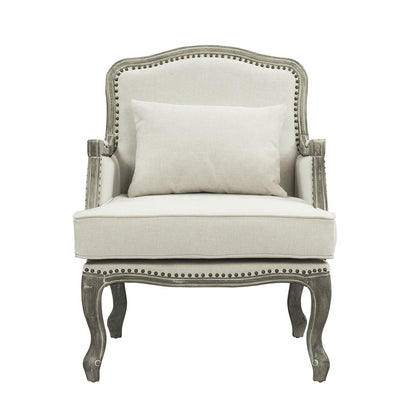 Tania - Chair With Pillow - Cream Linen & Gray