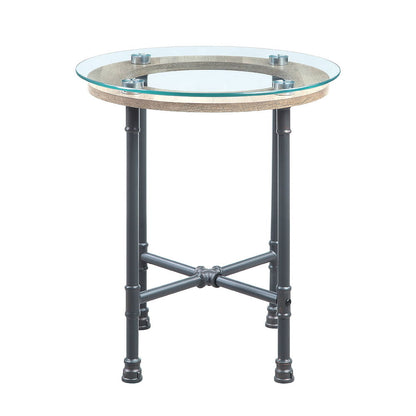 Brantley - End Table - Clear Glass & Sandy Gray