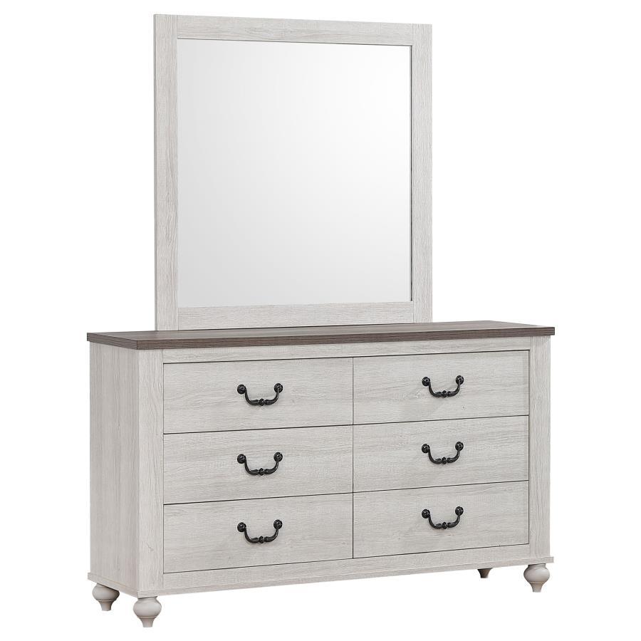 Stillwood - 6-Drawer Dresser With Mirror - Vintage Linen