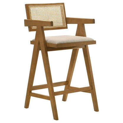 Kane - Woven Rattan Wood Bar Chair (Set of 2) - Light Walnut