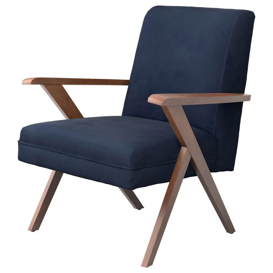 Cheryl - Upholstered Wood Arm Accent Chair - Dark Blue