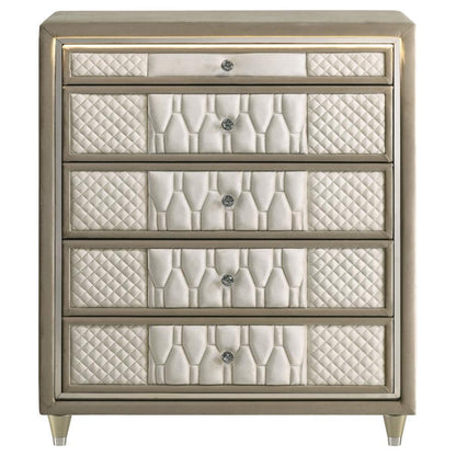 Lorient - 5-Drawer LED Chest Of Drawers - Ivory And Camel