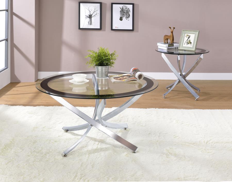 Brooke - Round Glass Top Coffee Table Set