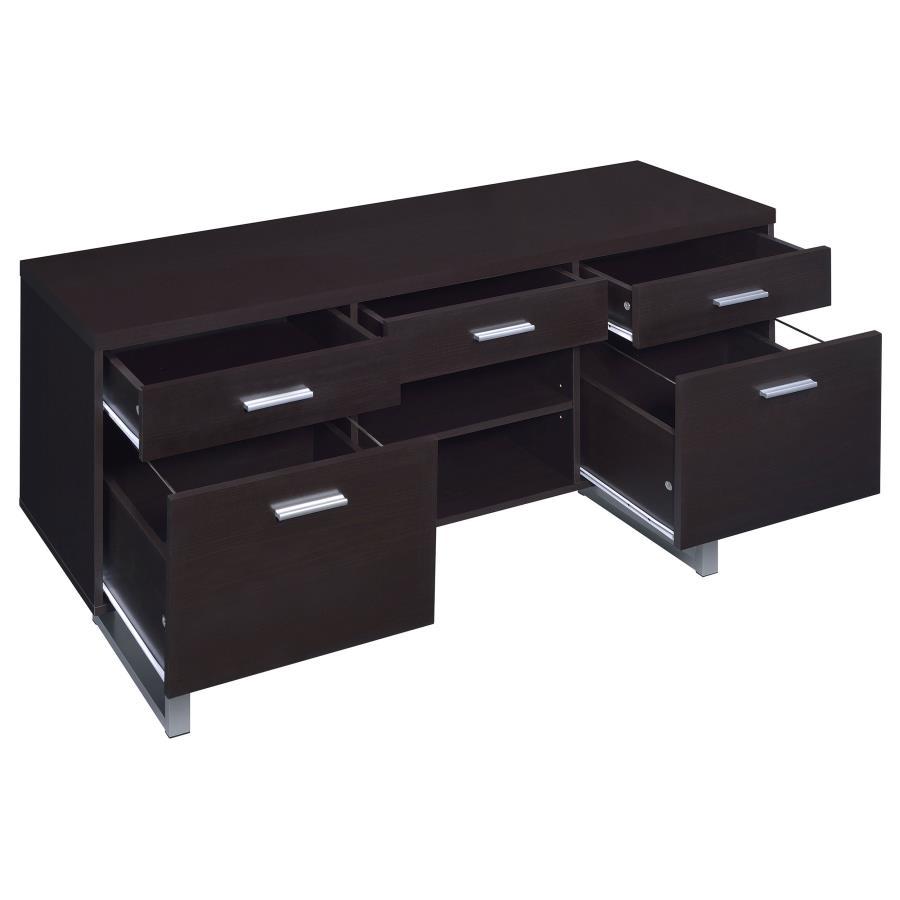 Lawtey - 5-Drawer Home Office Storage Credenza - Cappuccino